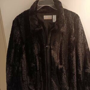 woman's alfred dunner black furry jacket size 20 NEW
